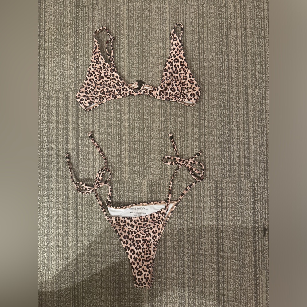 White Fox Swim Cheetah Print Bikini, Top- S, Bottoms- M